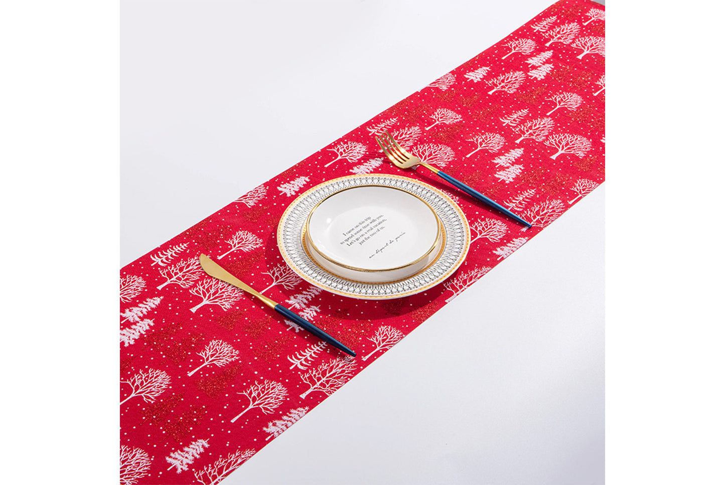 Christmas Gold-stamped Fine Linen Table Runner