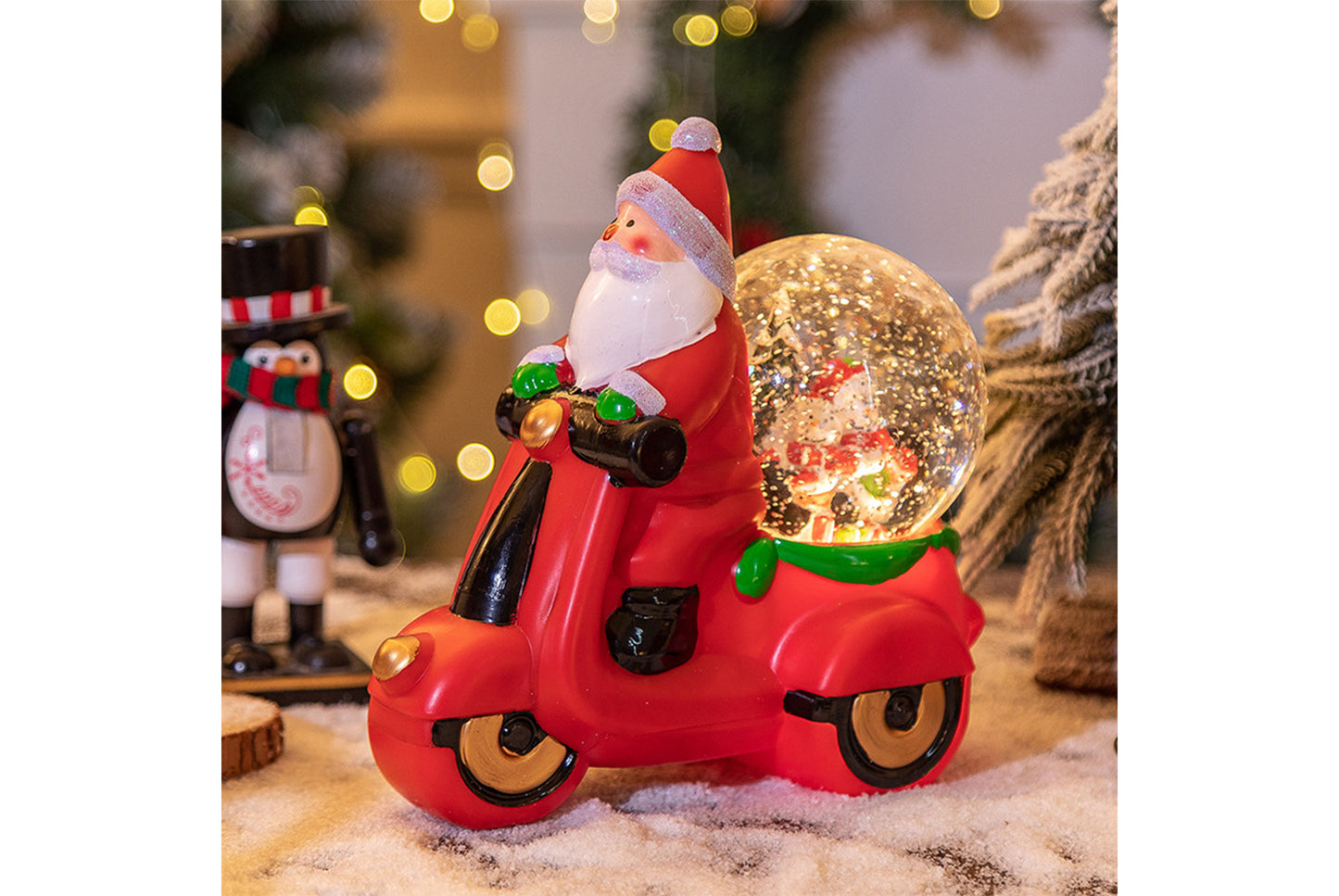 **Christmas Music Box Crystal Ball - Snowfall Motorcycle Music Box Gift**