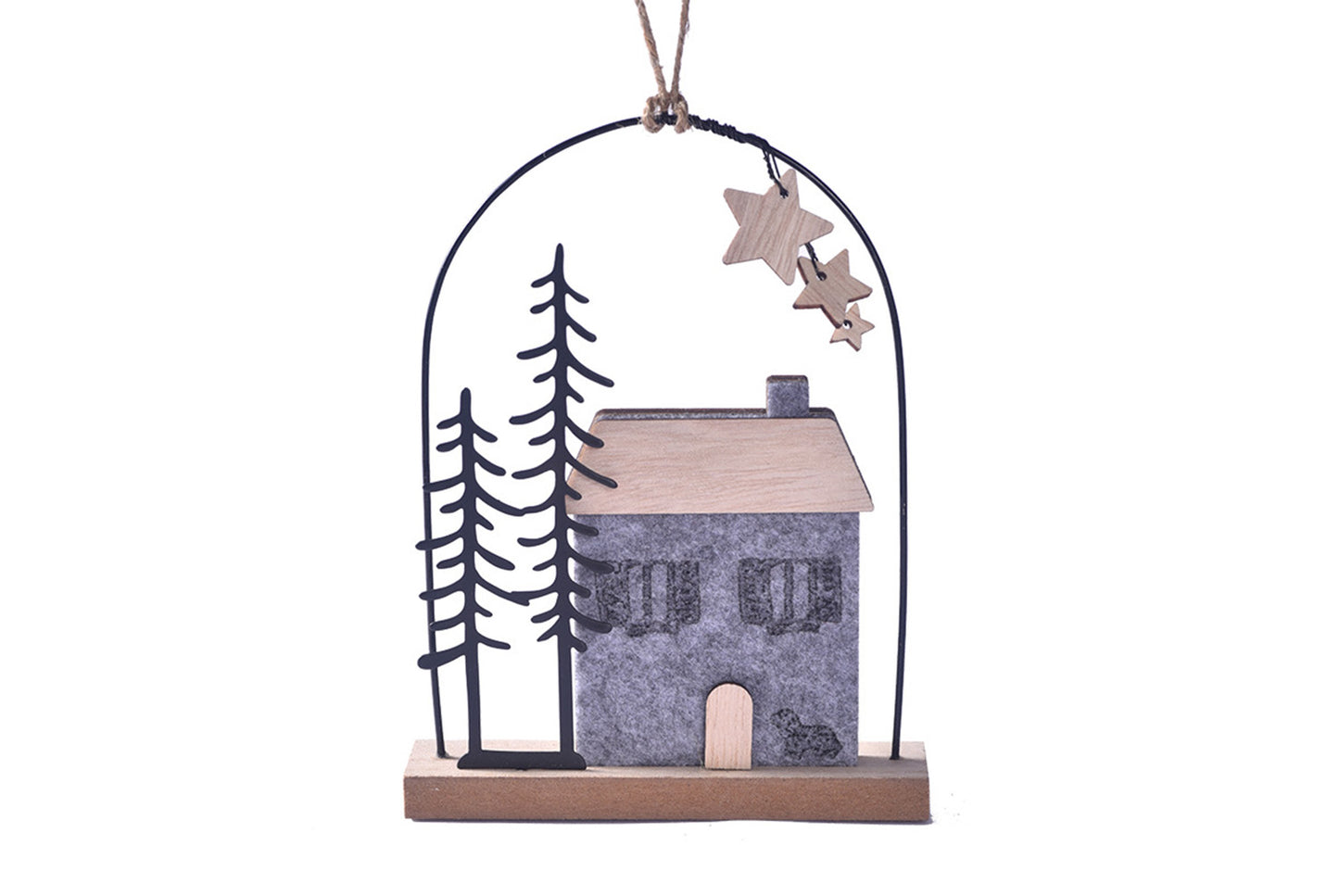 **Christmas Wooden House Ornament - Holiday Decoration**