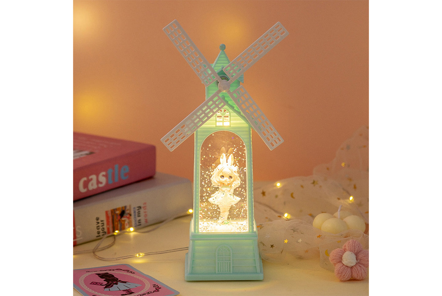 Creative Windmill Music Box - LED Light-Up Crystal Chandelier Gift