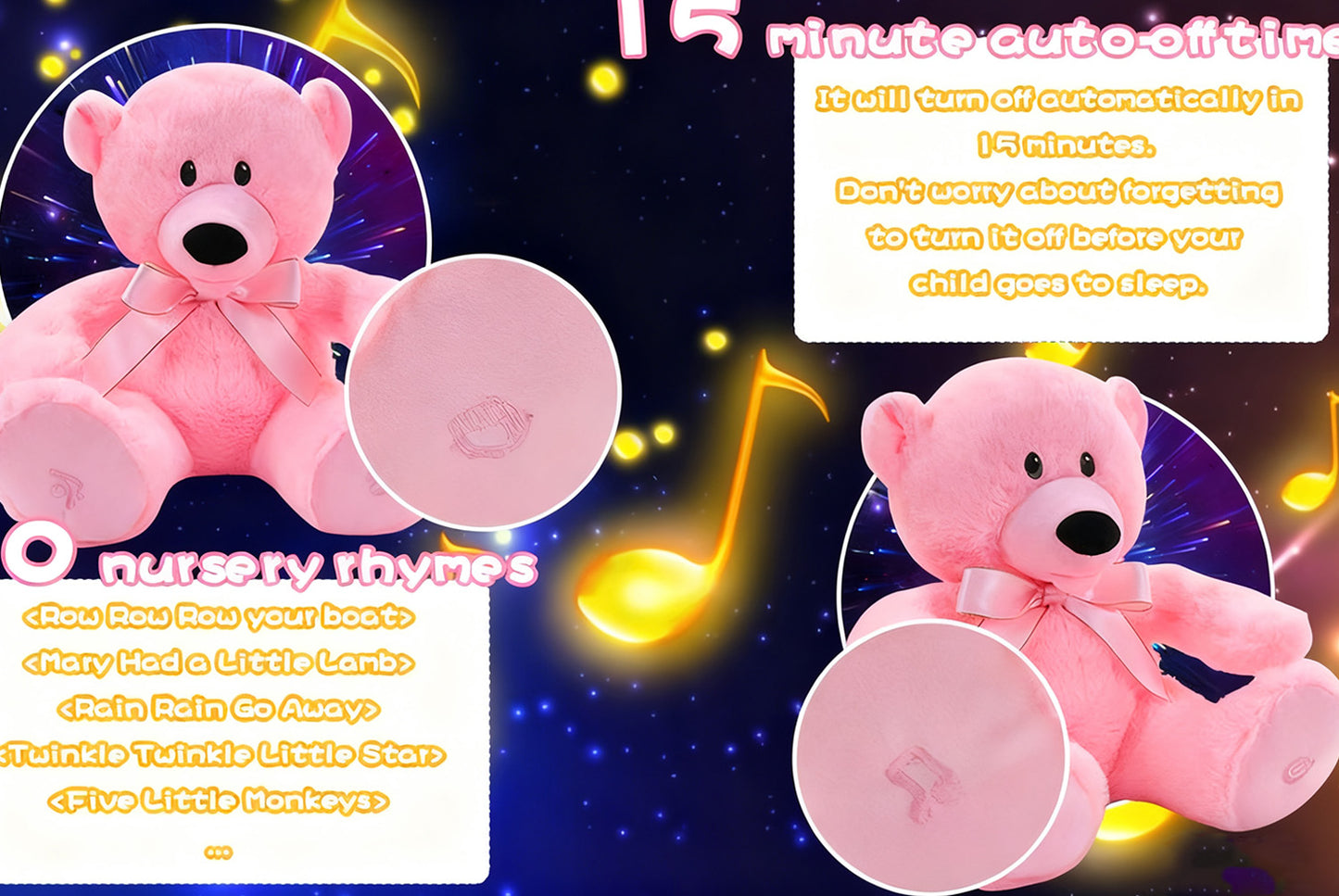 **Yellow Teddy Bear Musical Light-Up Plush Toy | Soothing Doll**