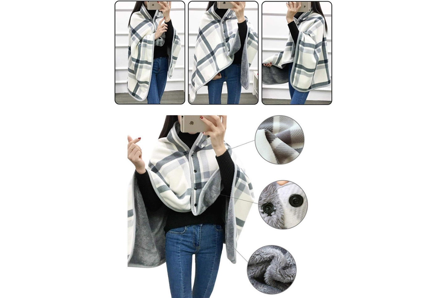 Multifunctional Flannel Shawl Blanket