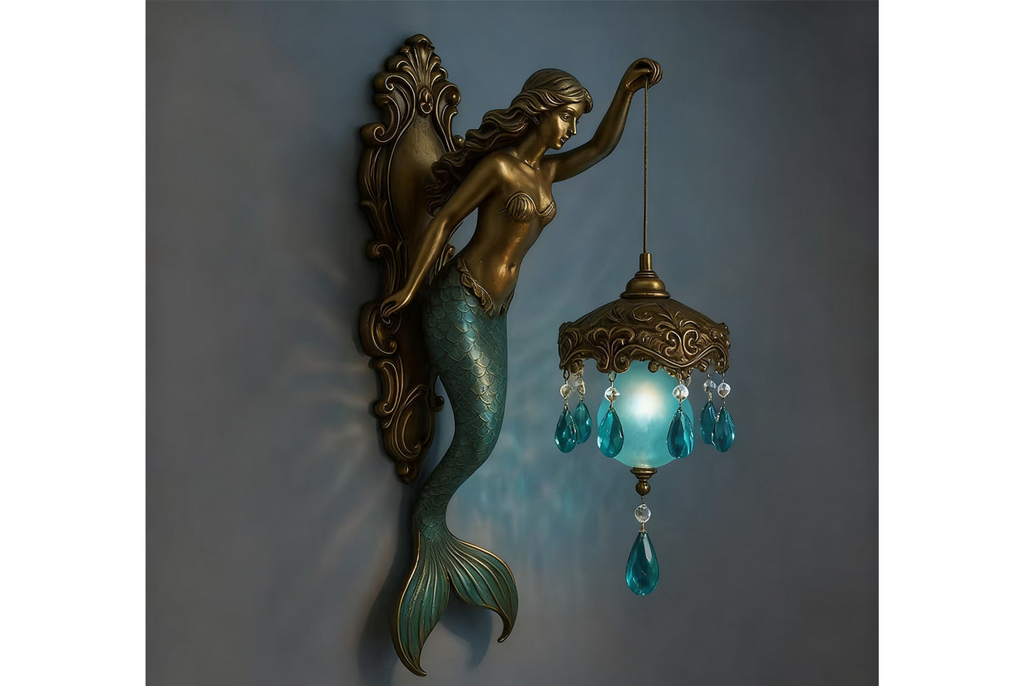 **Mermaid Wall Lamp Resin Decorative**