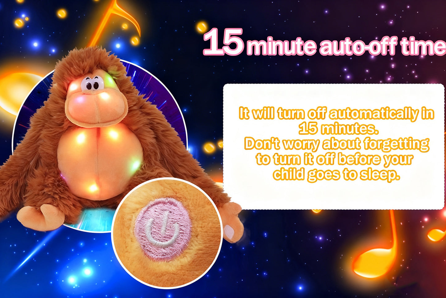 Multi-Color Musical Light-Up Gorilla Plush Toy