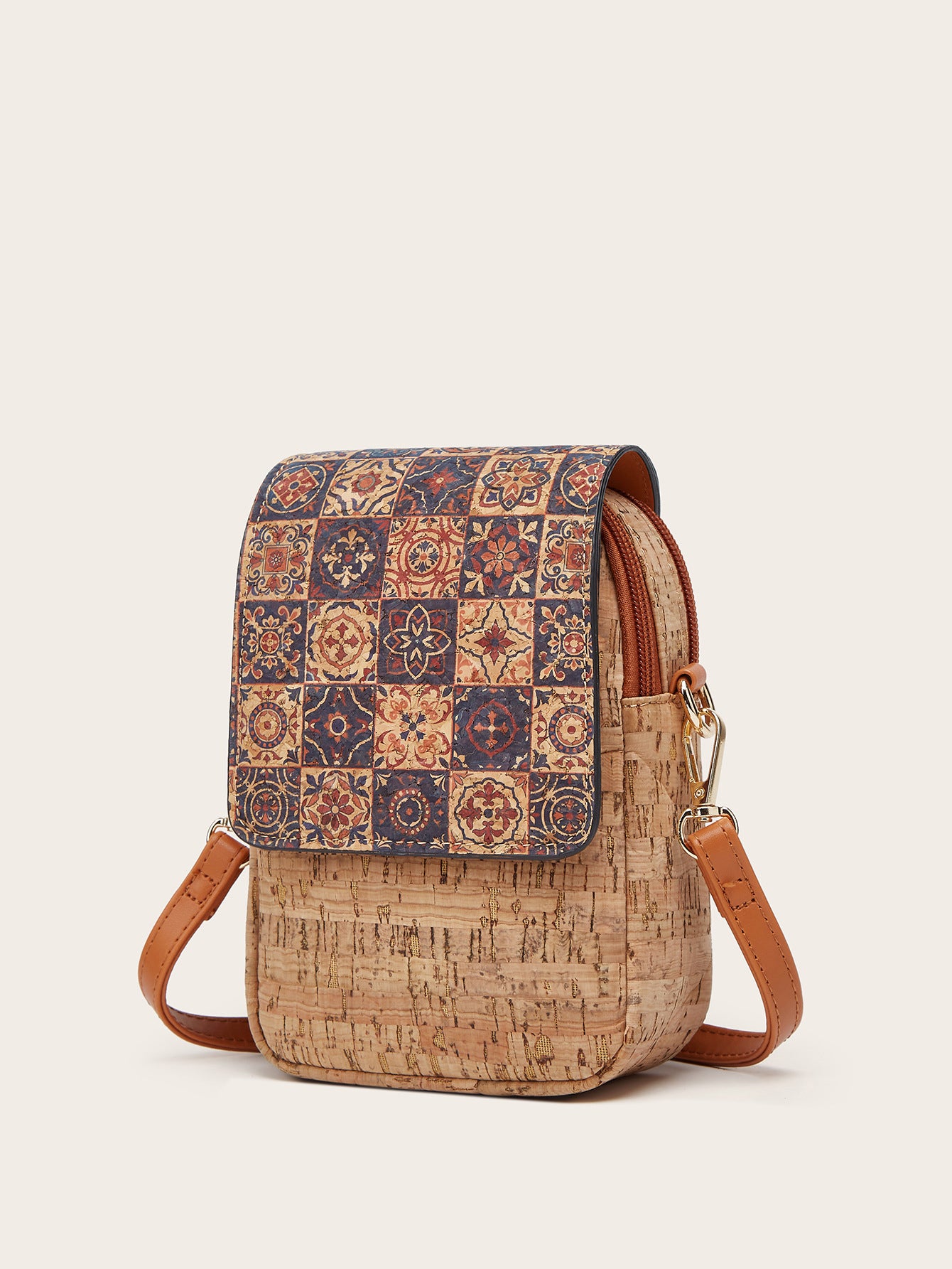 Fashionable retro bark pattern multi-element mobile phone bag