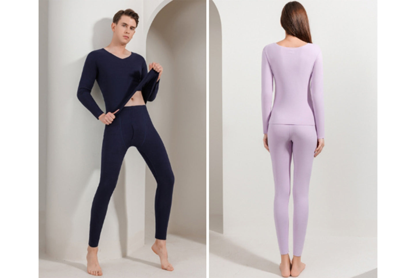 **Couple's Double-Sided Brushed Seamless Thermal Underwear Set**