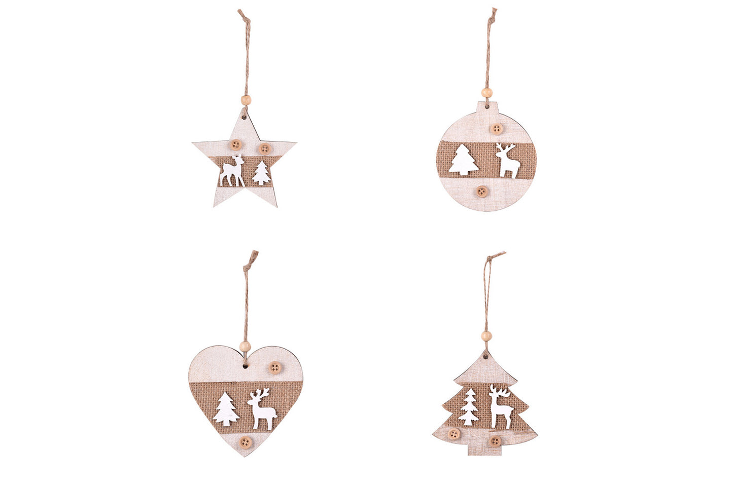 **Wooden Christmas Tree Ornament Set - Classic Holiday Decoration**