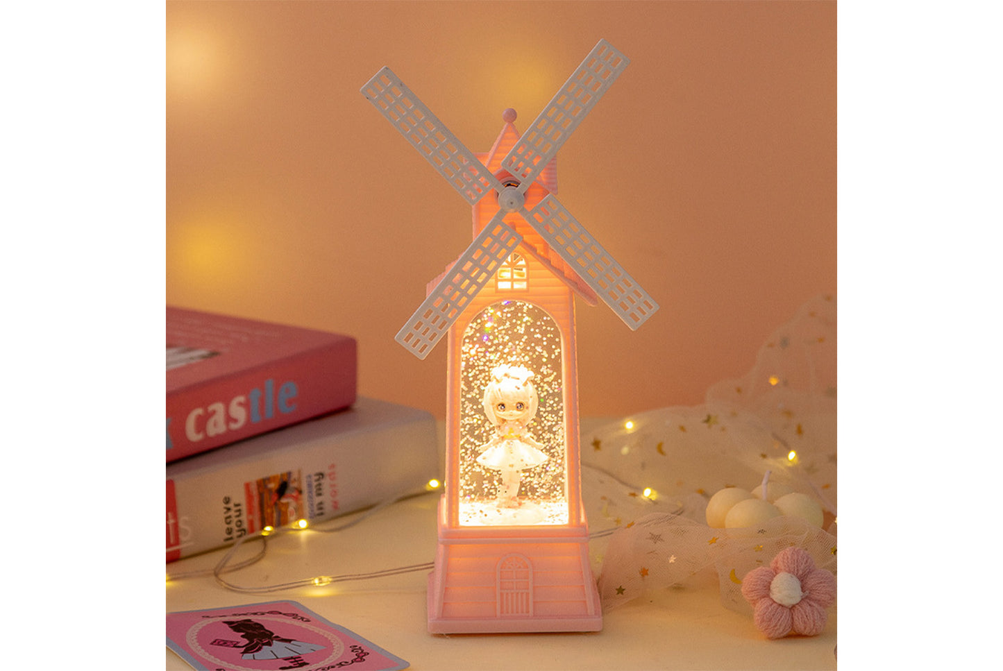 Creative Windmill Music Box - LED Light-Up Crystal Chandelier Gift