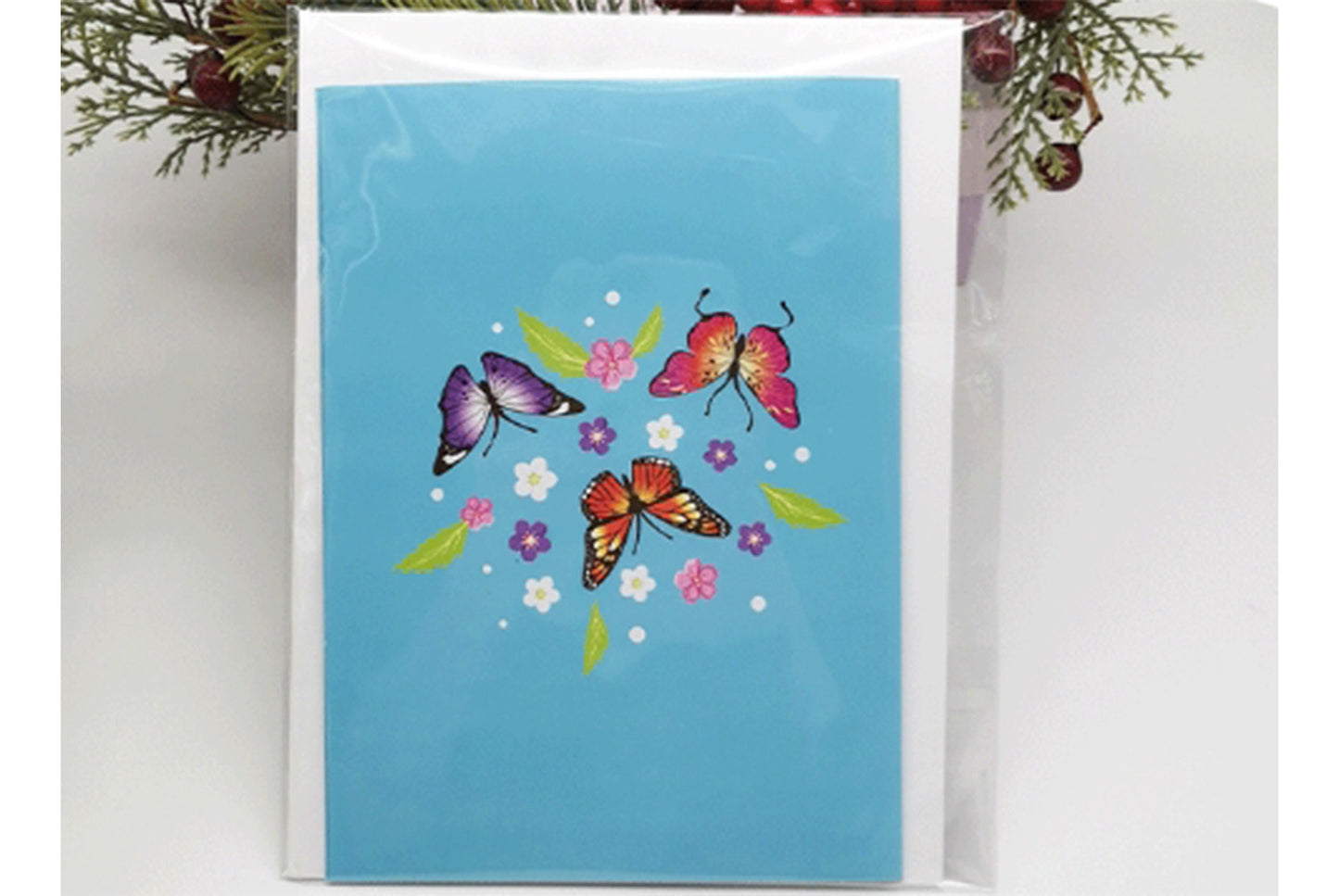 3D Stereoscopic Butterfly and Flower Greeting Card