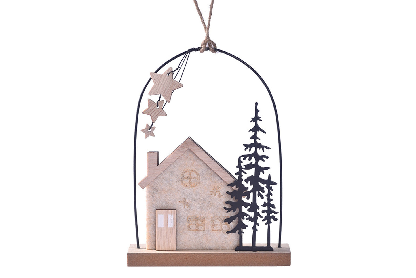 **Christmas Wooden House Ornament - Holiday Decoration**