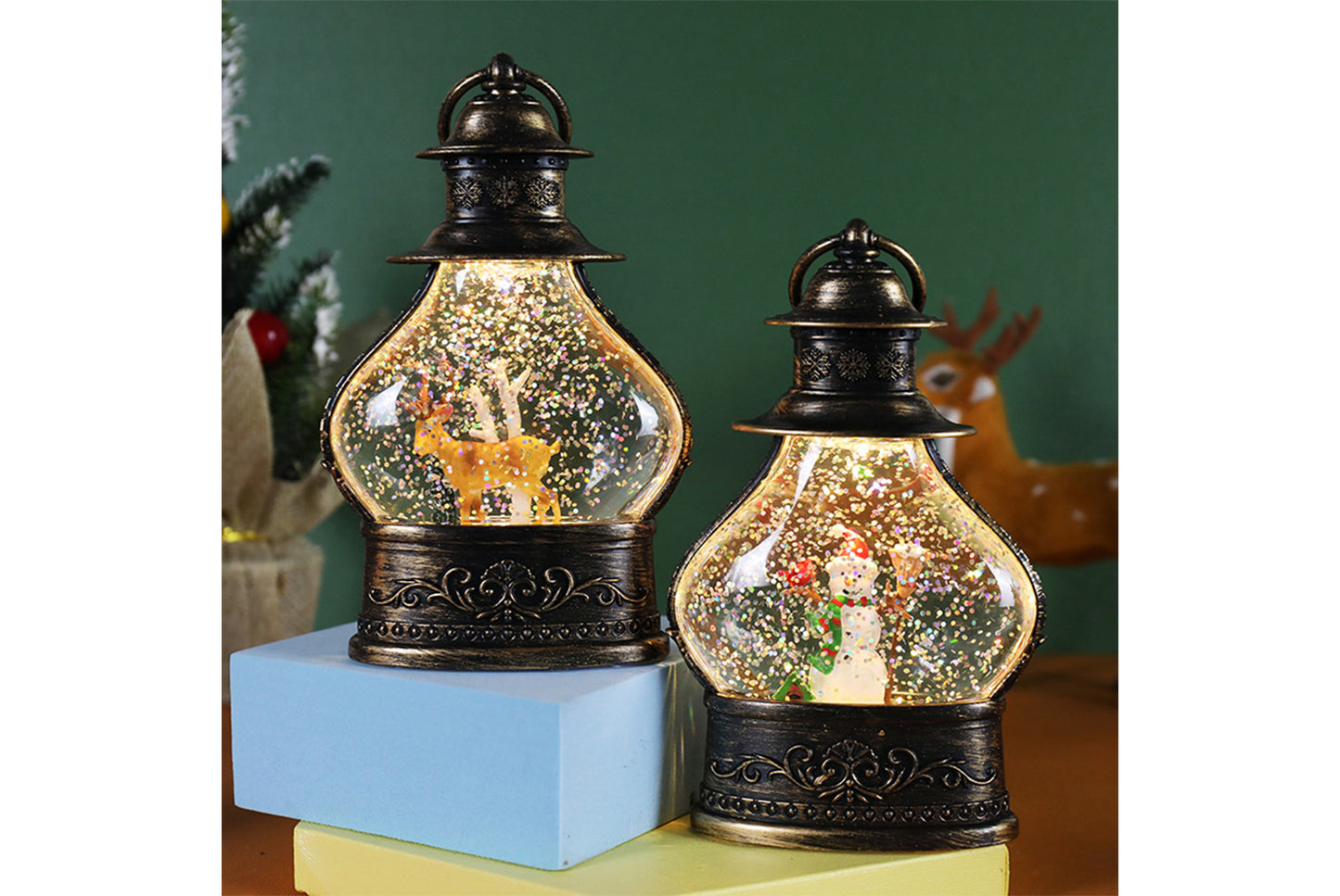 Christmas Snowflake Crystal Ball Night Light - Santa Claus Tree Fun Ornament*