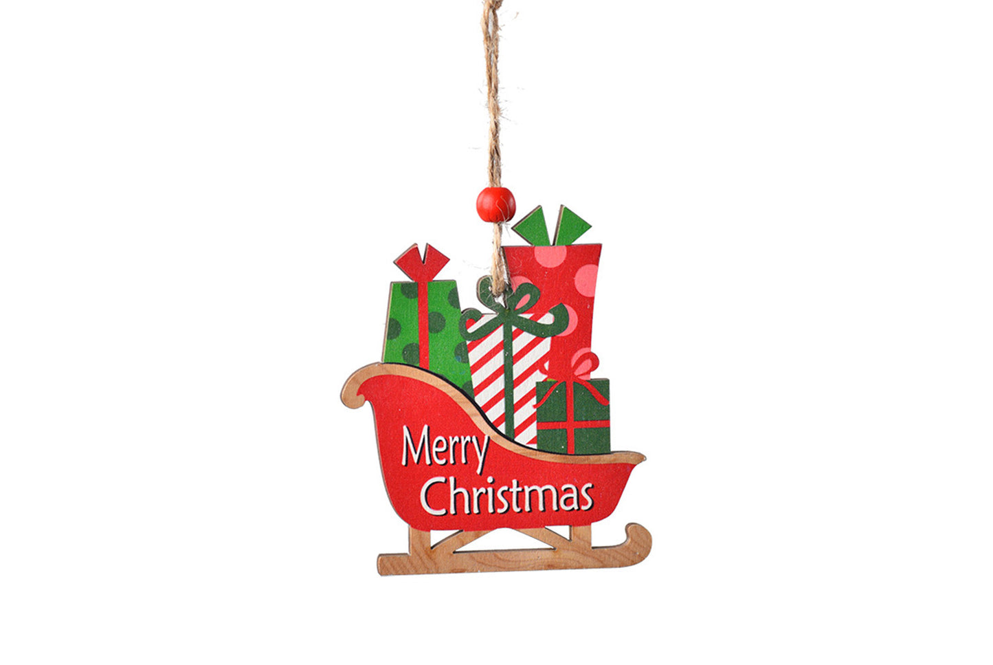 **Christmas Painted Wooden Car Ornament - Christmas Tree Decoration**