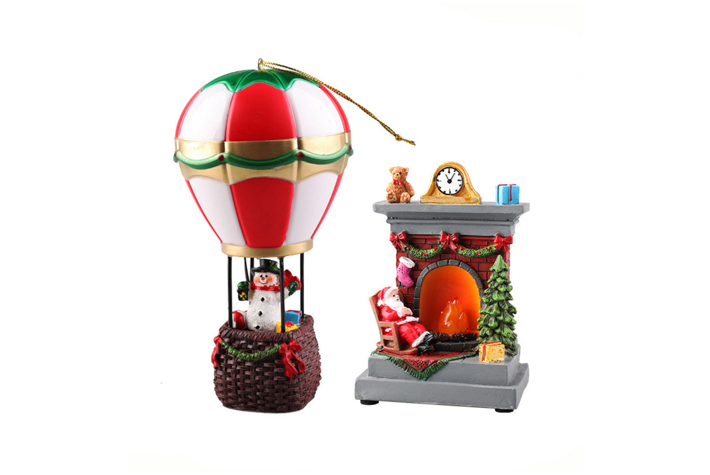 **Christmas Resin Light-Up Ornament - Fireplace Night Light**