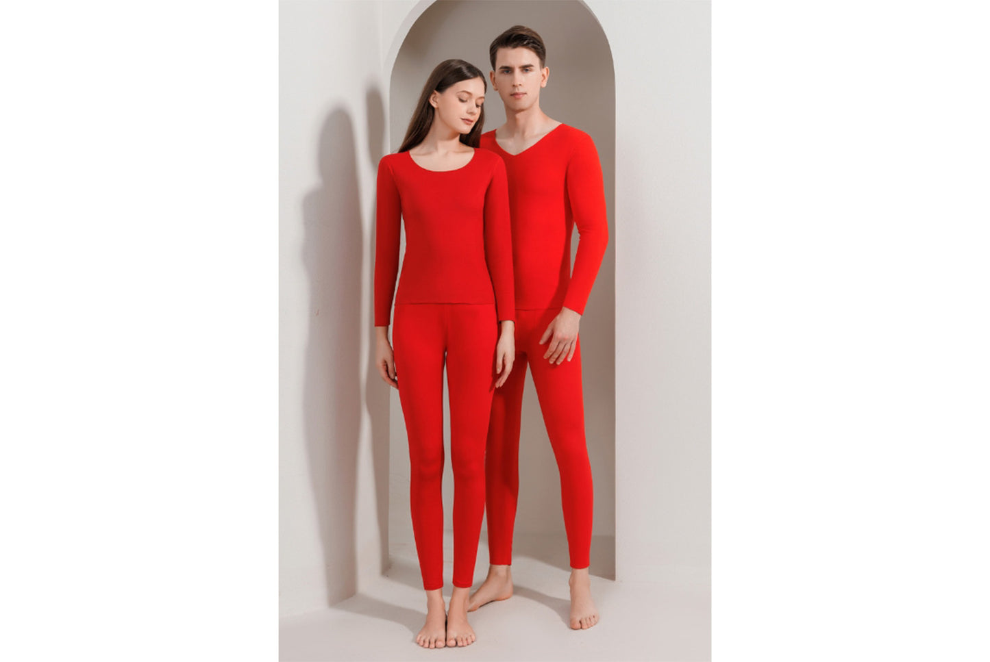 **Couple's Double-Sided Brushed Seamless Thermal Underwear Set**