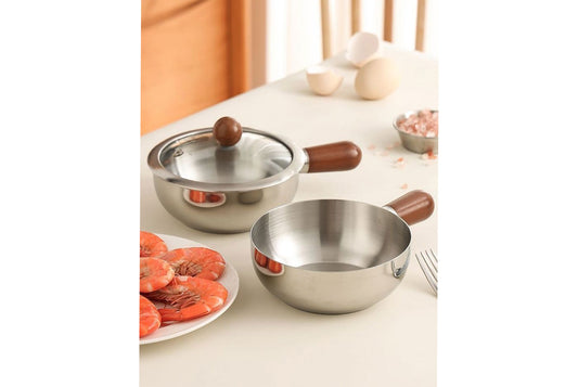 **Walnut Wood Handle Soup Bowl | Household Bowl with Lid (2pcs)**
