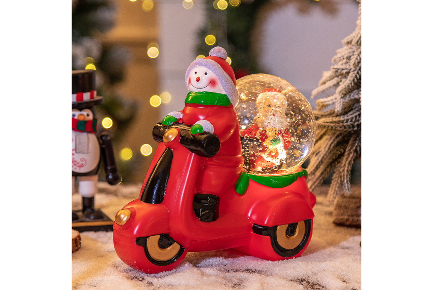 **Christmas Music Box Crystal Ball - Snowfall Motorcycle Music Box Gift**