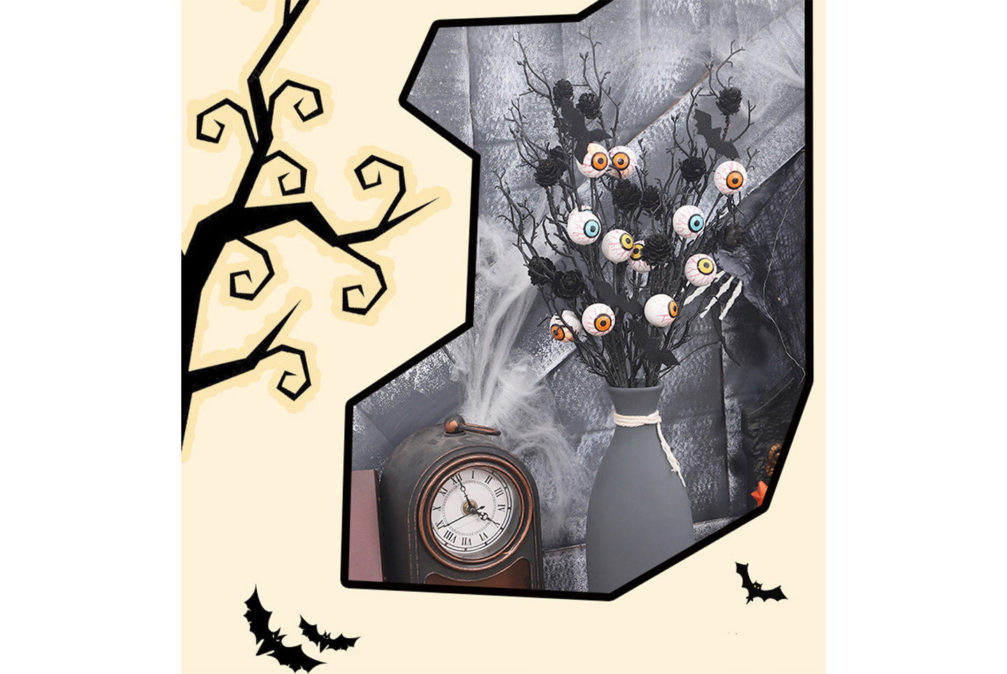 **Creative Maple Leaf, Bat, and Pine Cone Eyeball Cutting Bouquet Accessory**