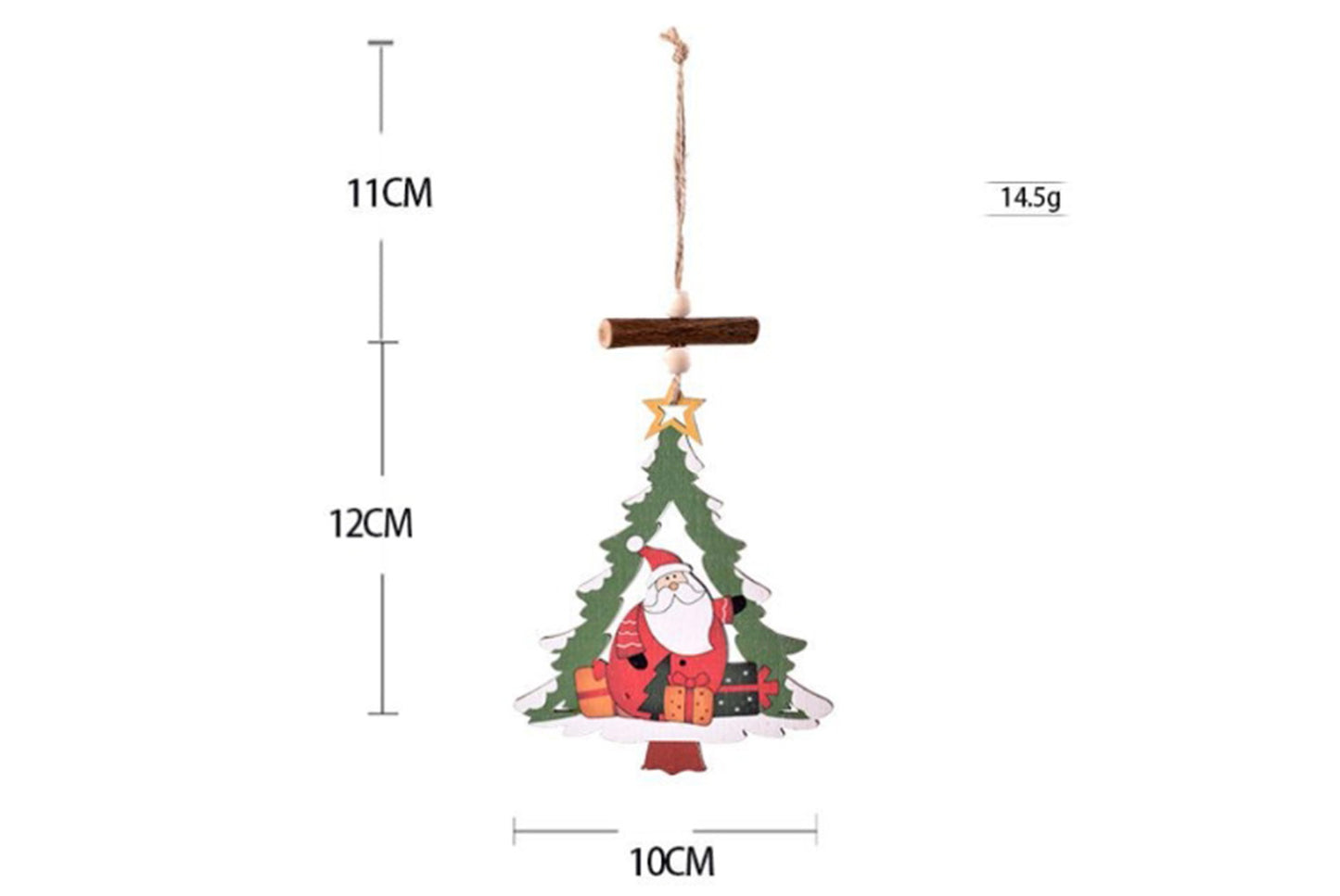 **Christmas Wooden Hollow Pendant - Cartoon Themed Tree Frame Decoration**