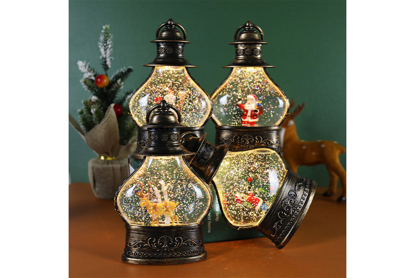 Christmas Snowflake Crystal Ball Night Light - Santa Claus Tree Fun Ornament*