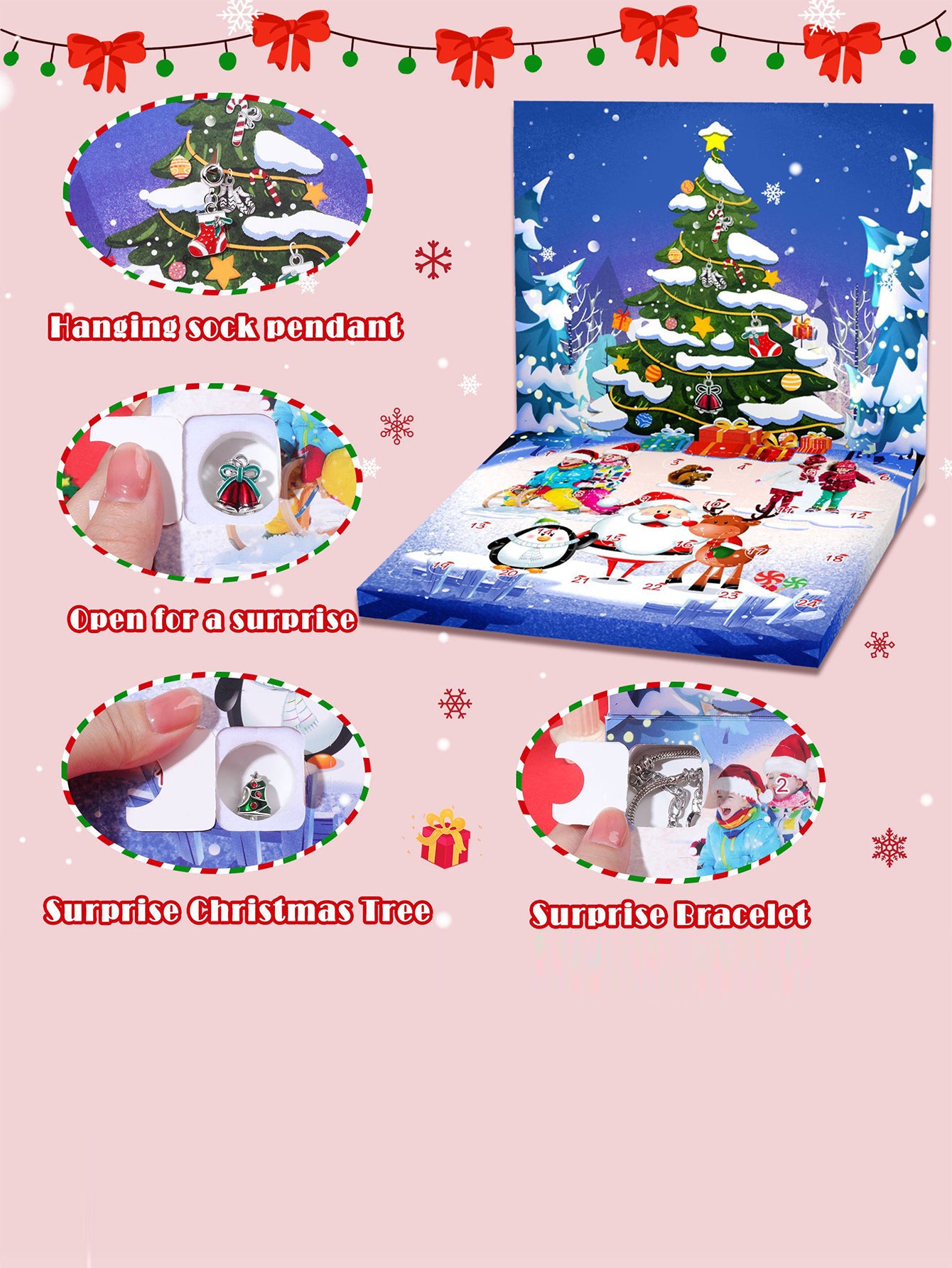 Christmas Countdown Calendar Gift Box Set 24-grid Advent Children's