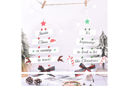 **Christmas Tree Shaped Wooden Ornament - Colorful Letter Ornament**