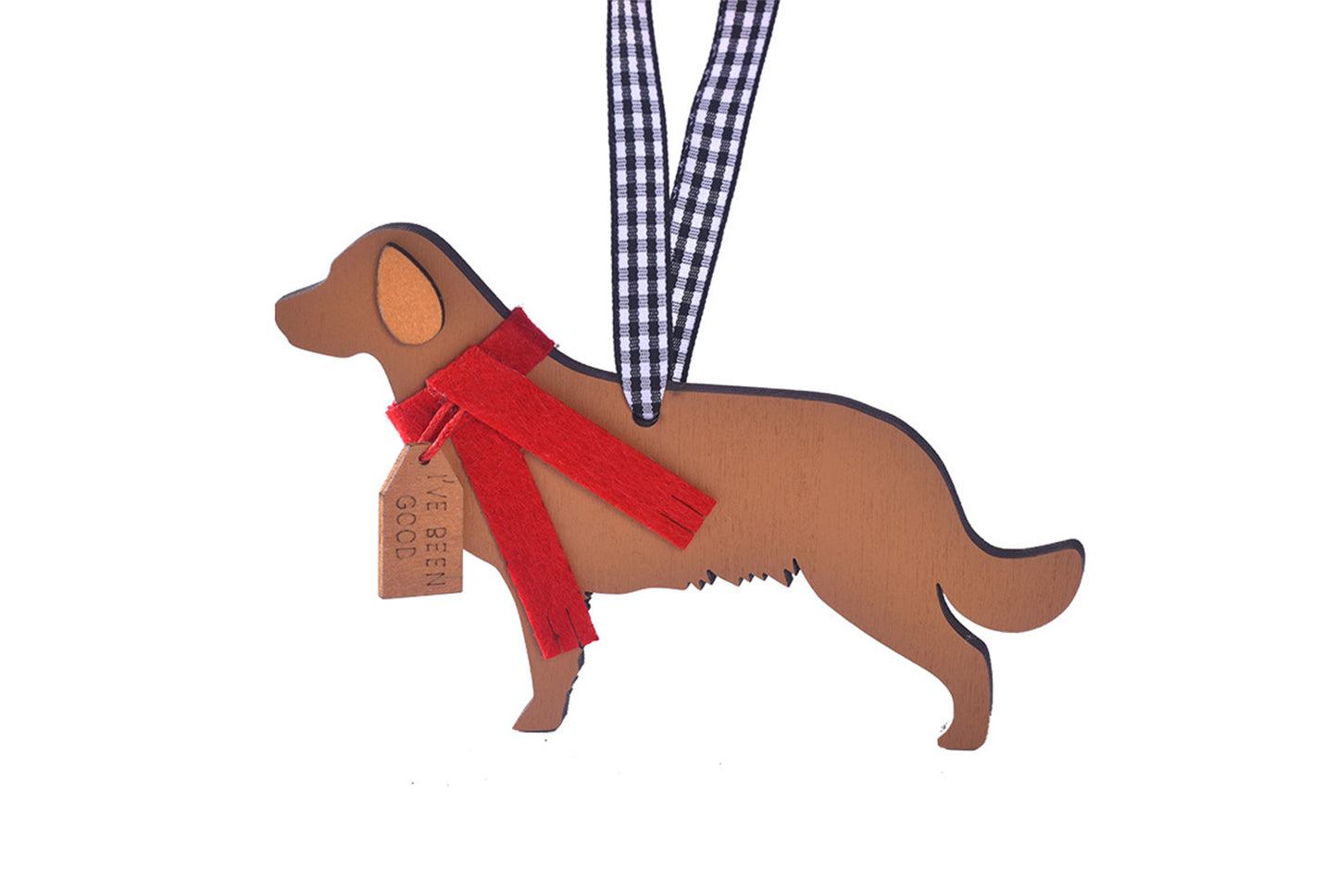 **Christmas Wooden Scarf Puppy Pendant - Holiday Tree Ornaments**
