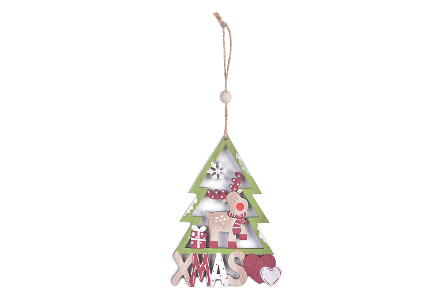 **Wooden Christmas Ornament Set - Painted Cartoon Decoration**