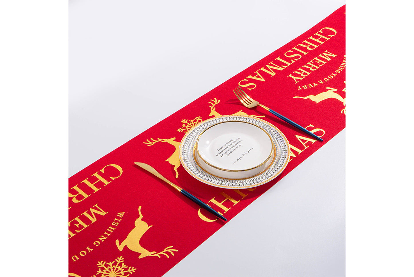 Christmas Gold-stamped Fine Linen Table Runner