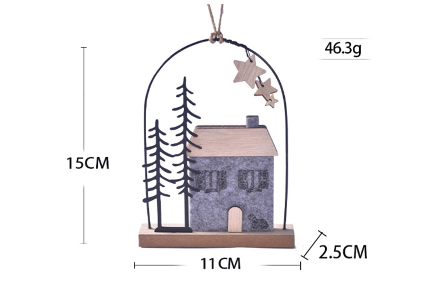 **Christmas Wooden House Ornament - Holiday Decoration**