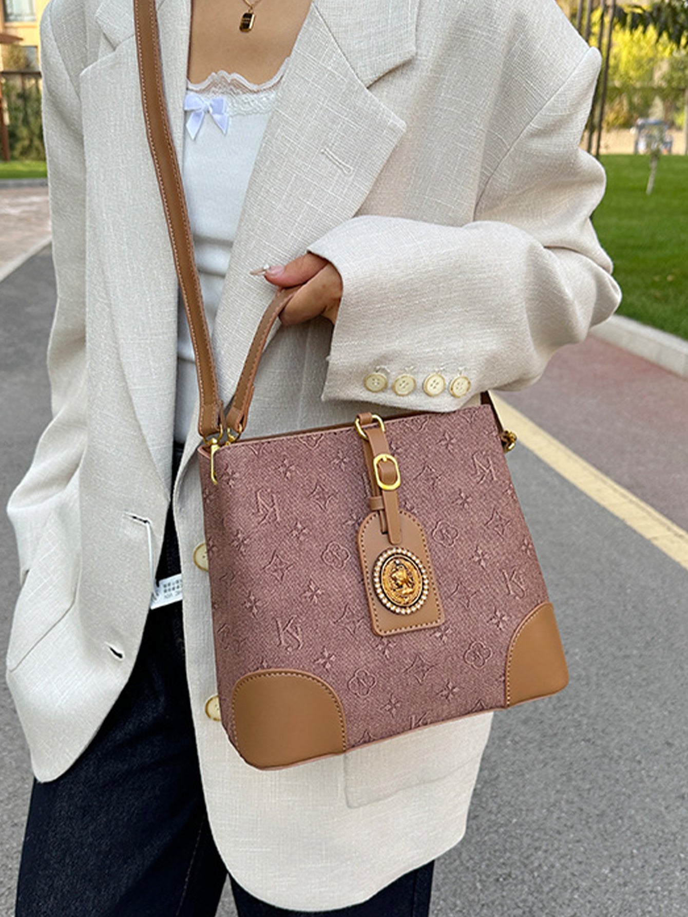 Retro Printed Tote Bucket Bag