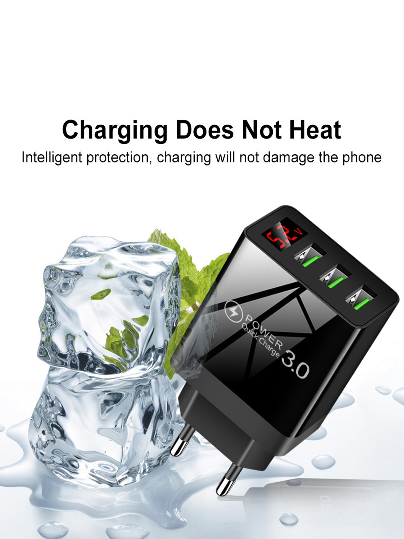 3USB digital display travel charger
