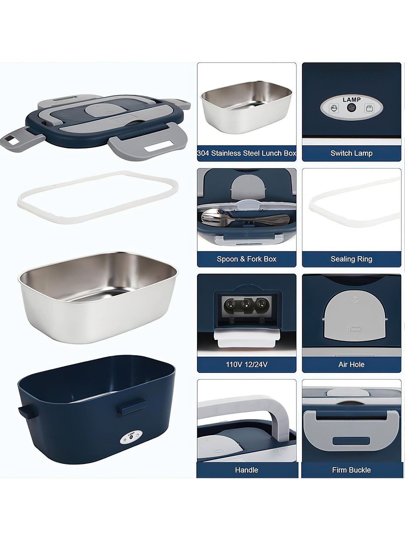 1.5L 304 Stainless Steel Lunch Box: Portable Food Warmer for Car & Dorm Use