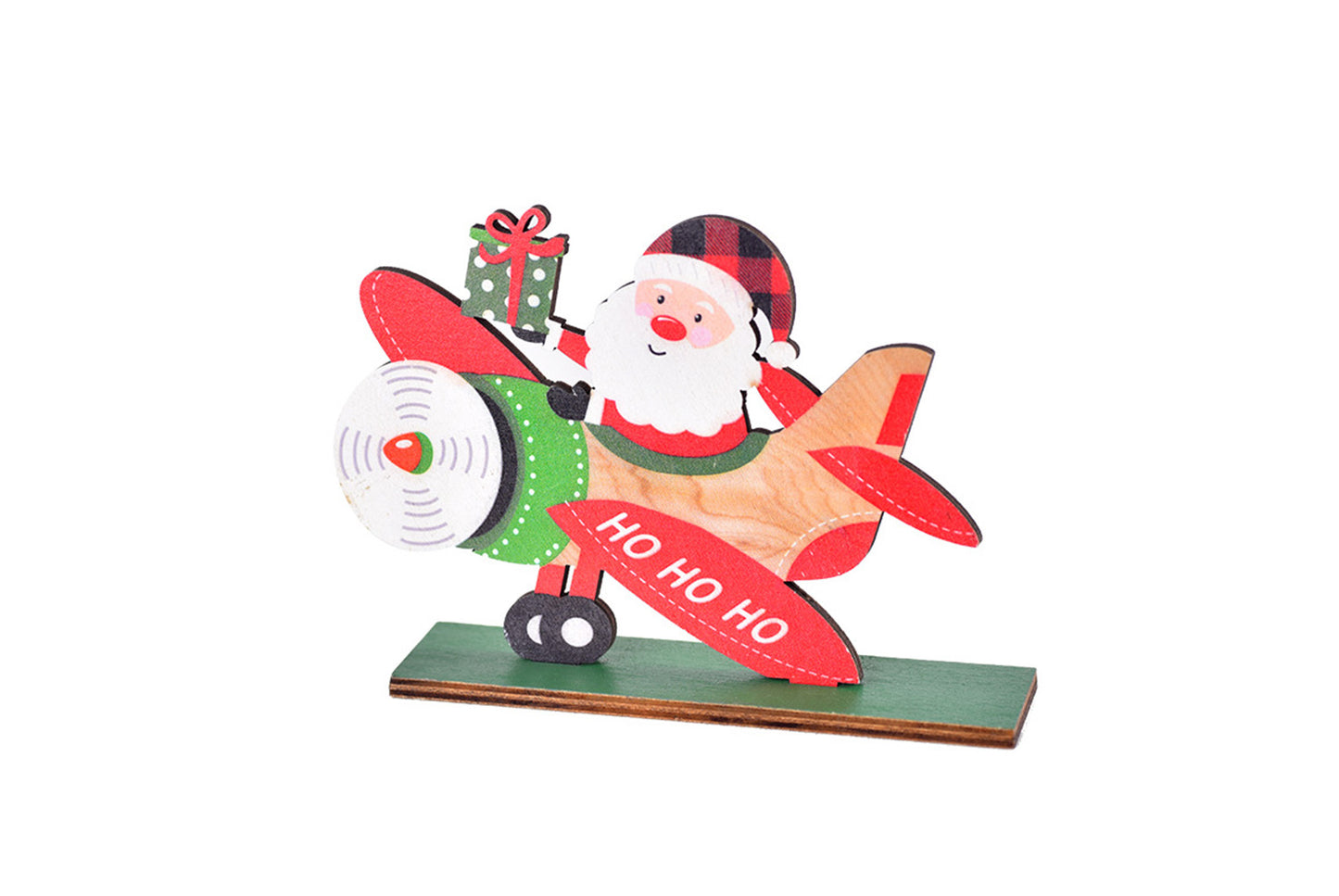 **New Christmas Wooden Assembled Ornaments - Painted Santa Claus, Car, and Plane Series**