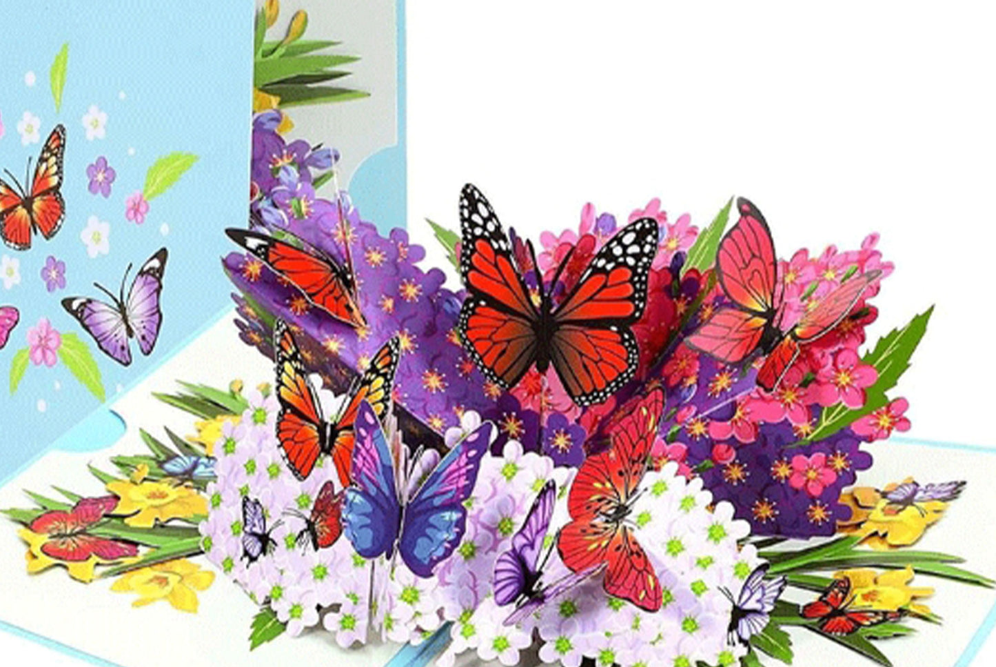 3D Stereoscopic Butterfly and Flower Greeting Card