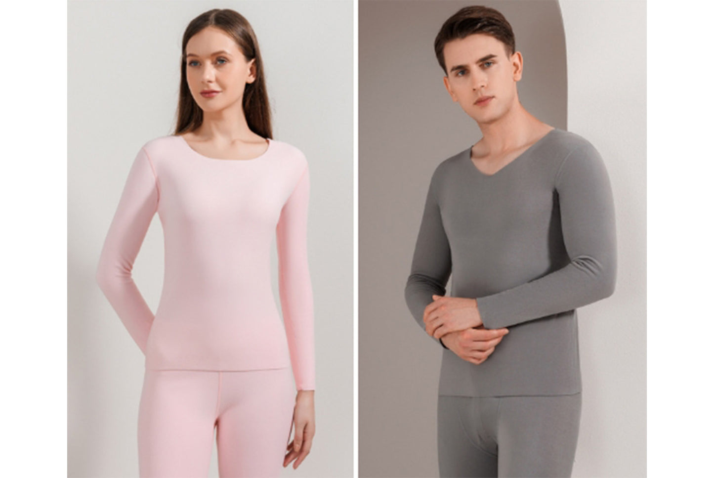 **Couple's Double-Sided Brushed Seamless Thermal Underwear Set**