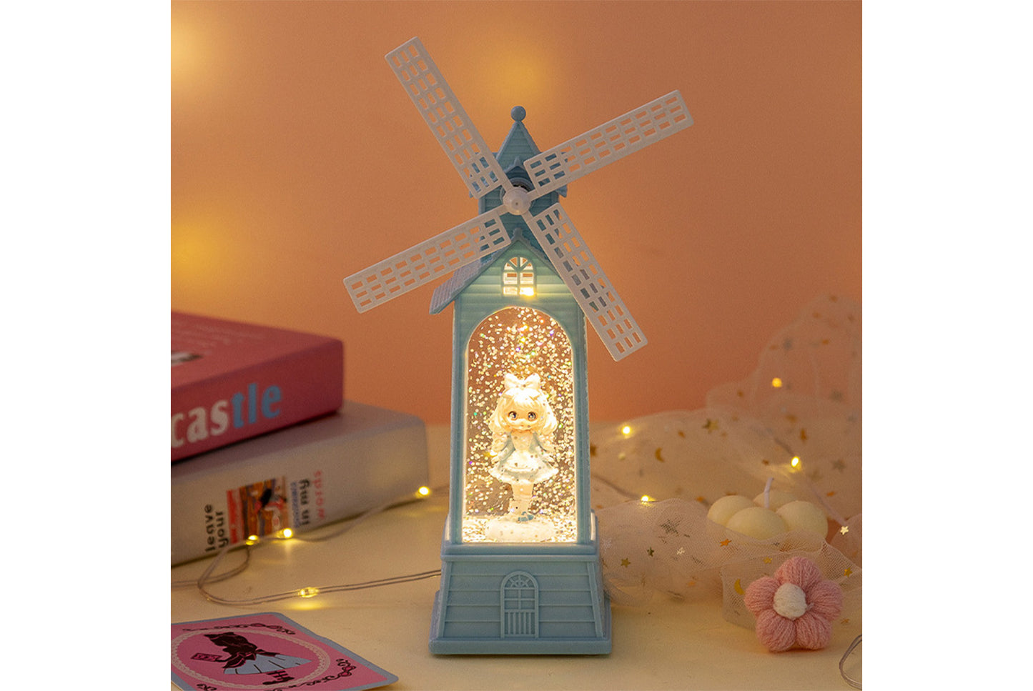 Creative Windmill Music Box - LED Light-Up Crystal Chandelier Gift