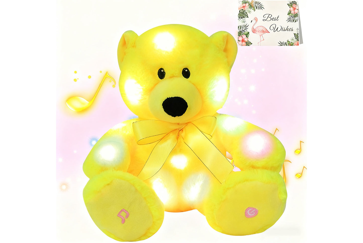 **Yellow Teddy Bear Musical Light-Up Plush Toy | Soothing Doll**