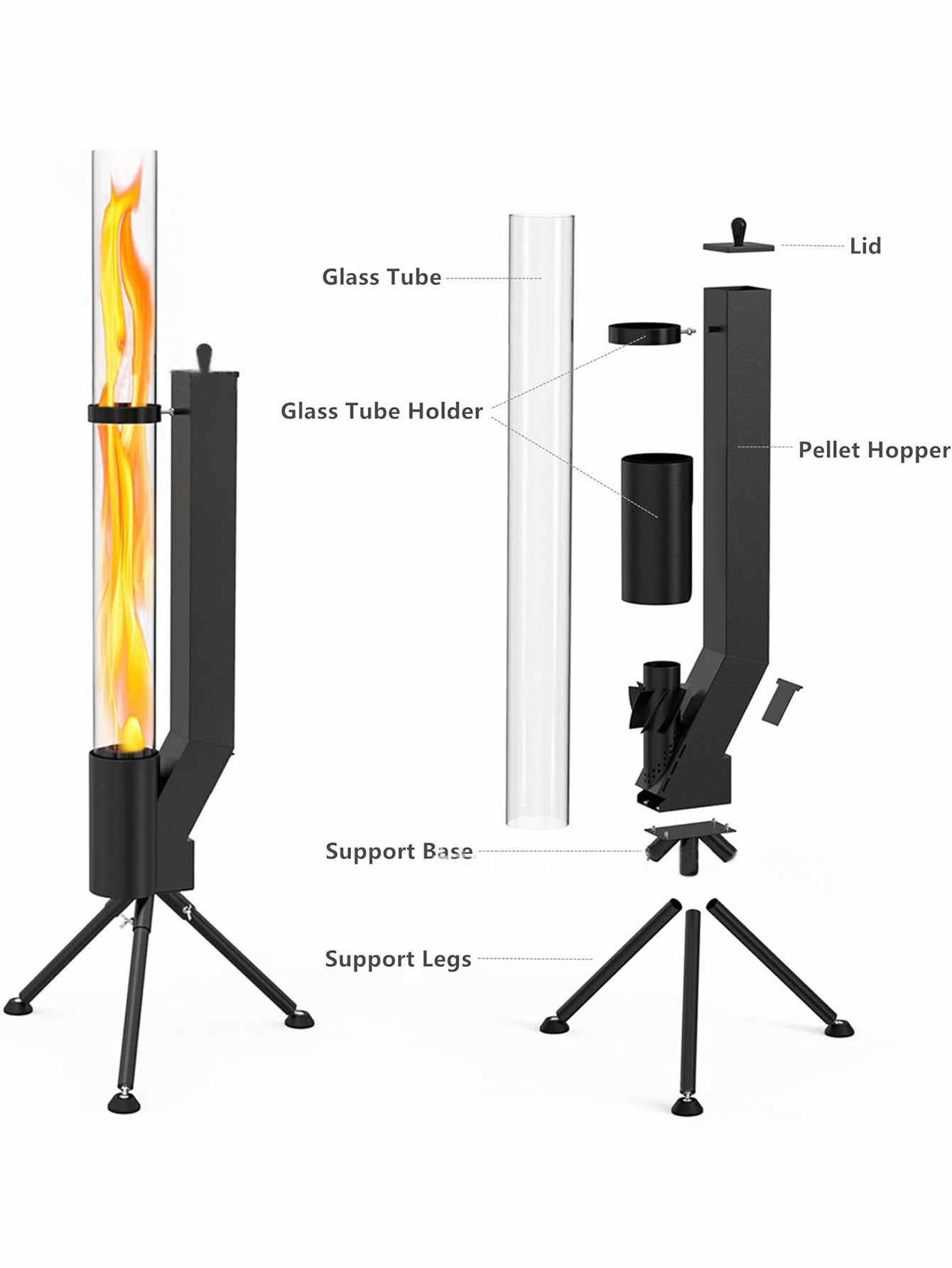 Vertical wood-burning rocket stove