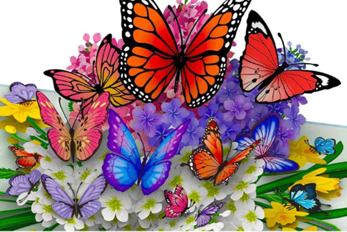 3D Stereoscopic Butterfly and Flower Greeting Card
