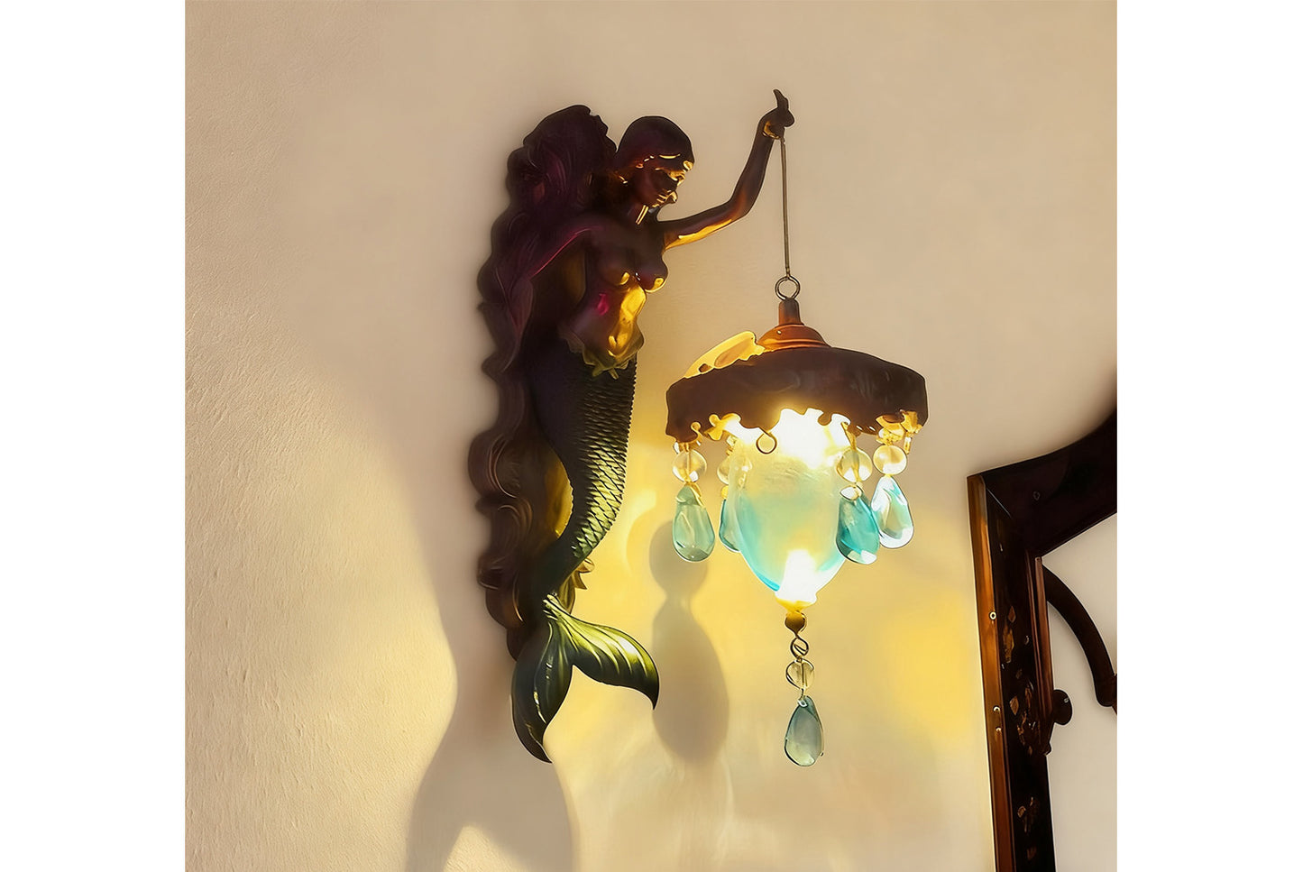 **Mermaid Wall Lamp Resin Decorative**