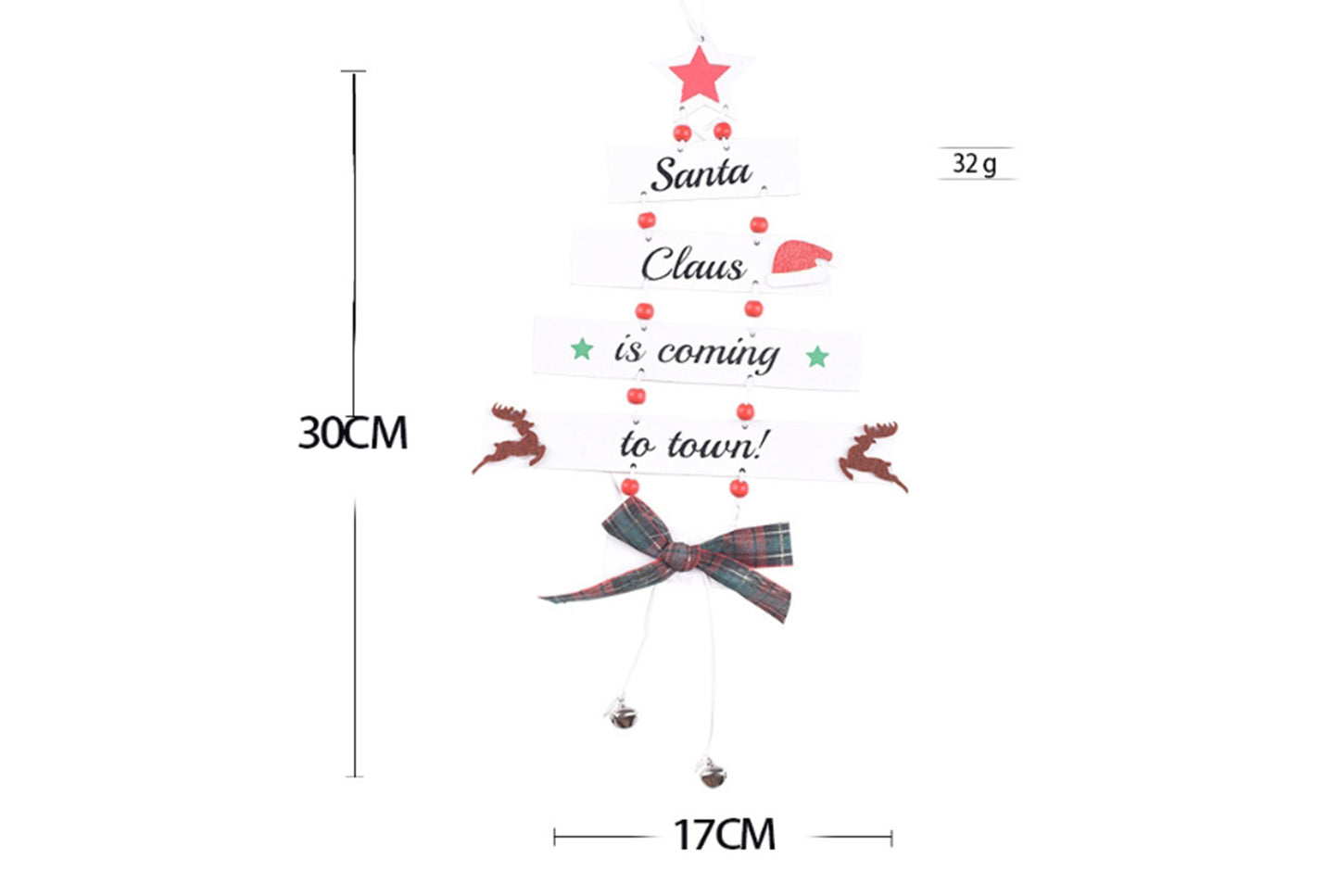 **Christmas Tree Shaped Wooden Ornament - Colorful Letter Ornament**