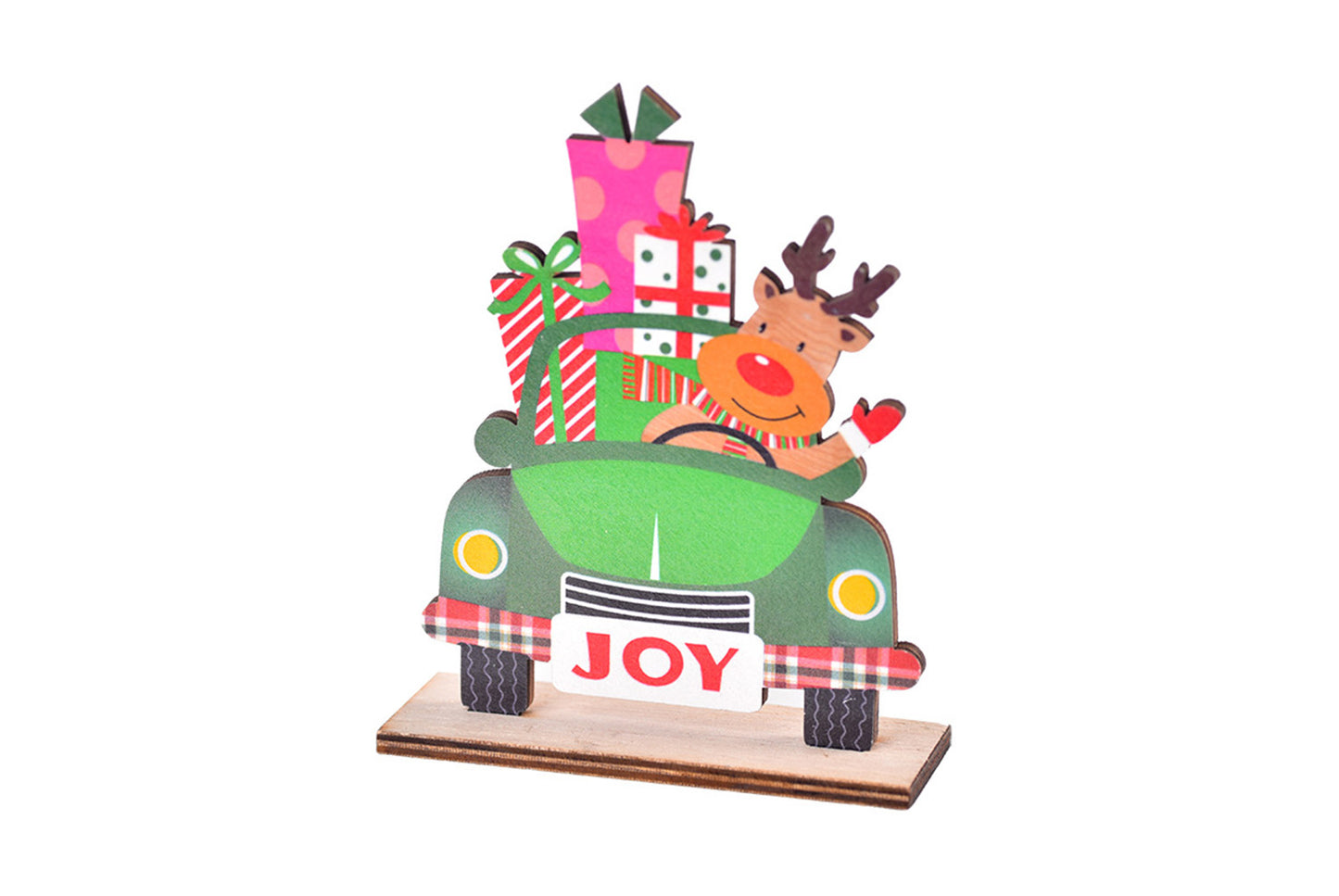 **New Christmas Wooden Assembled Ornaments - Painted Santa Claus, Car, and Plane Series**