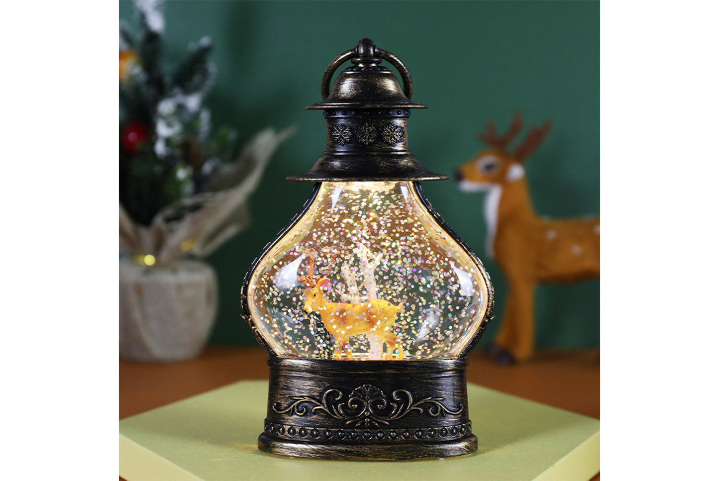 Christmas Snowflake Crystal Ball Night Light - Santa Claus Tree Fun Ornament*