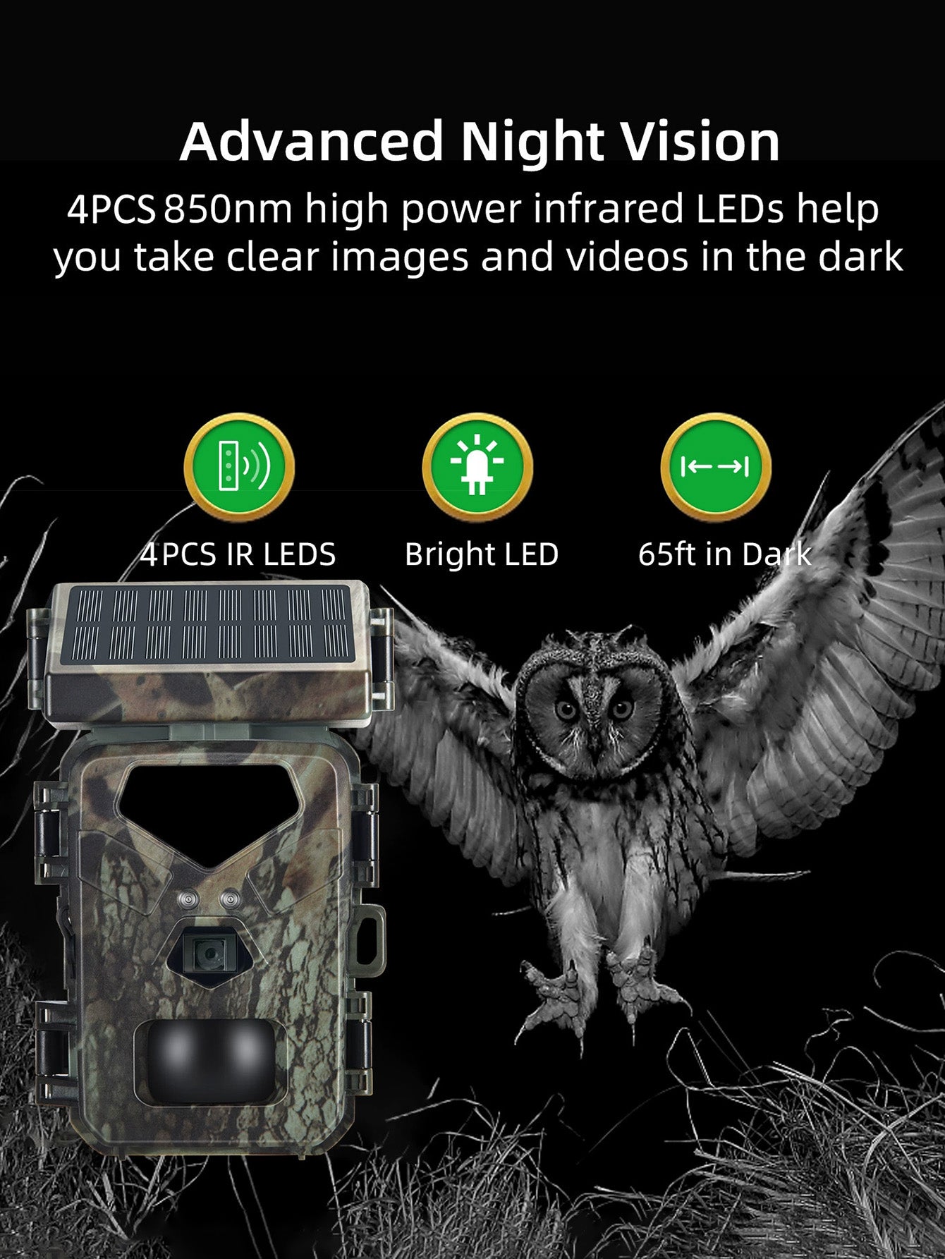 HD Solar-Powered Trail Camera: Outdoor Surveillance Monitor
