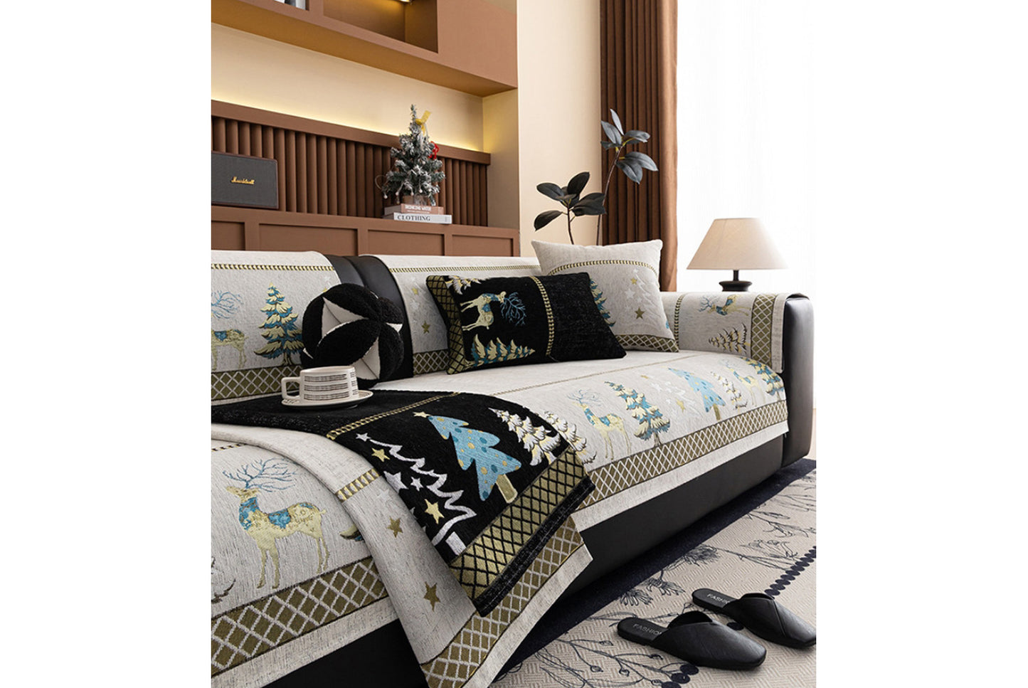 **Autumn/Winter Chenille Anti-Slip Sofa Cushion (Full Cover Sofa Cover)**