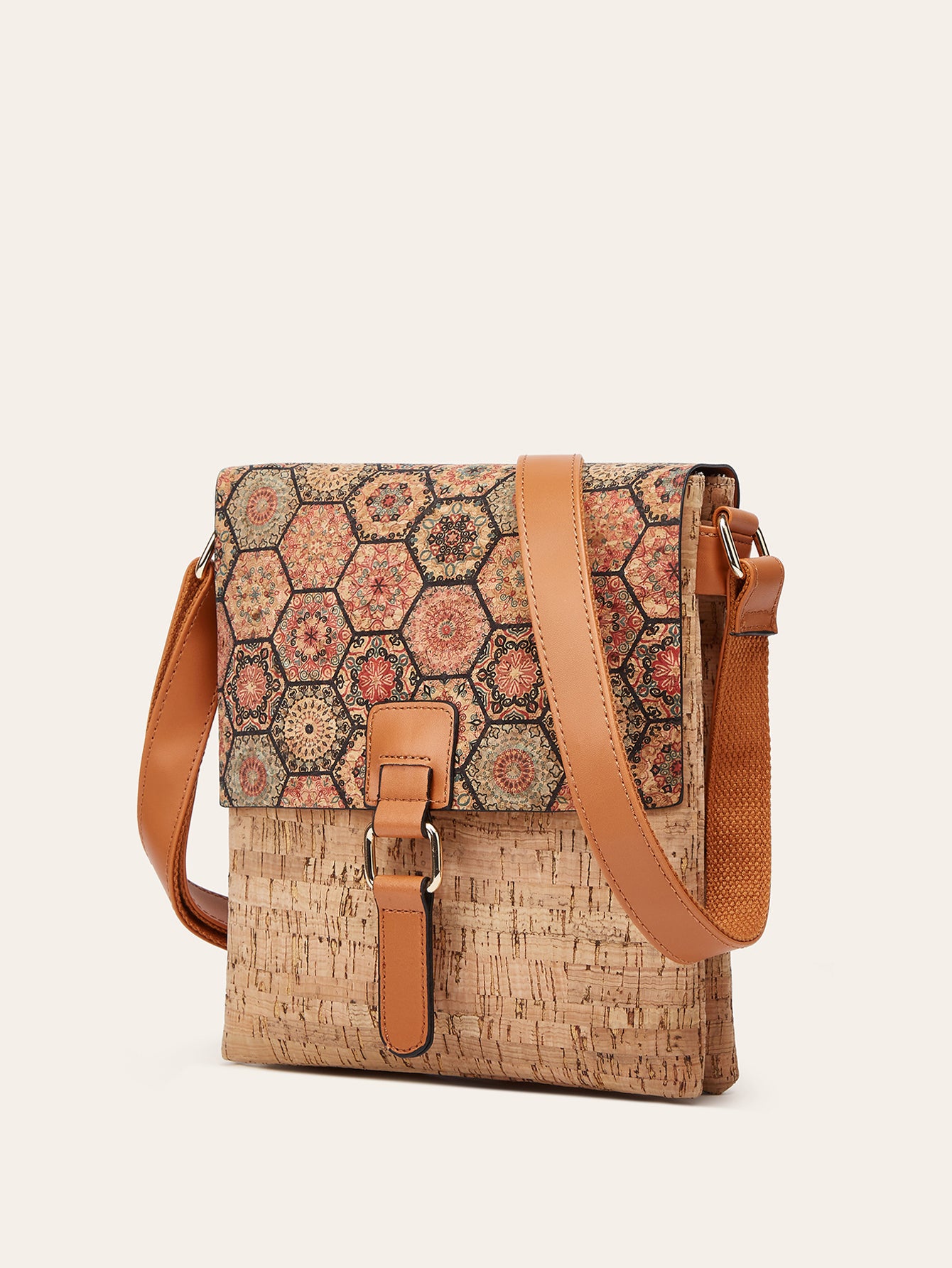 vertical bark pattern printed women's bag