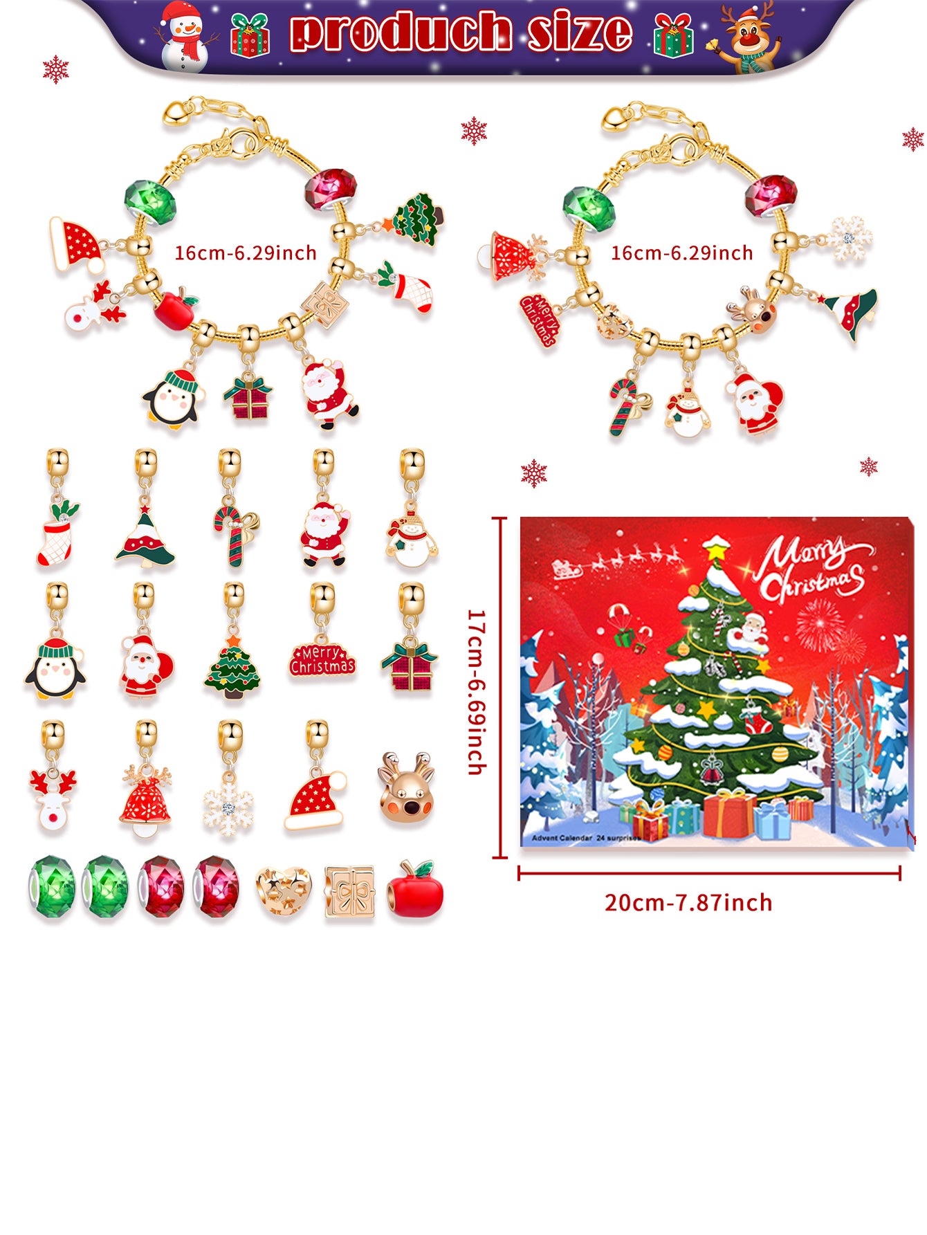 DIY Beaded Bracelet Set 24-grid Christmas Countdown Blind Box
