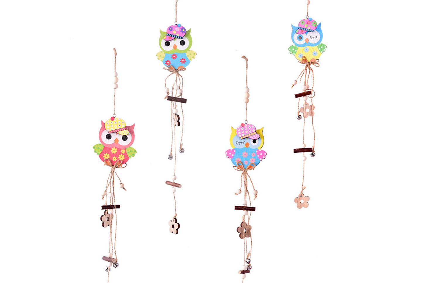 **Easter Wooden Pendant - Owl and Egg Decoration Set**