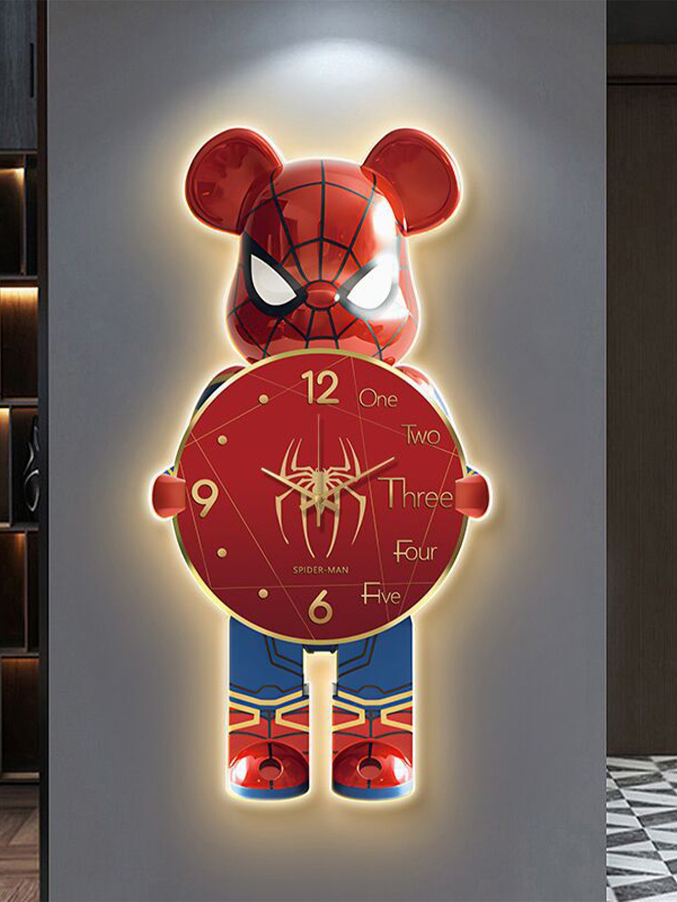 Violent Bear Creative Clock Wall Lamp