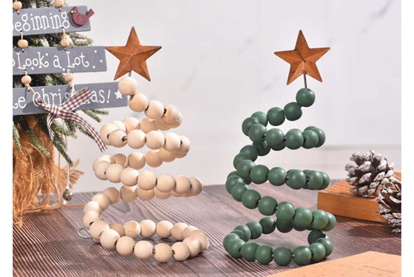 **Christmas Beaded Tree Ornament - Holiday Decoration**